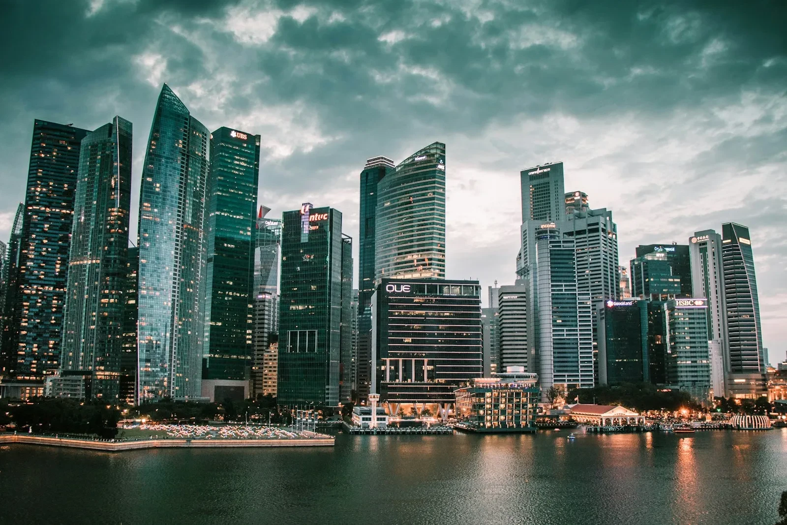 high rise buildings near water