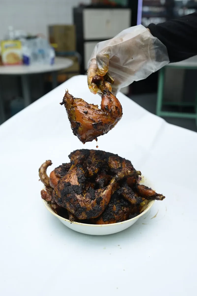 grilled meat on white ceramic plate